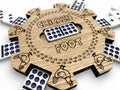 Mexican Train/Chicken Foot Reversible Domino Hub: Laser Engraved Wood