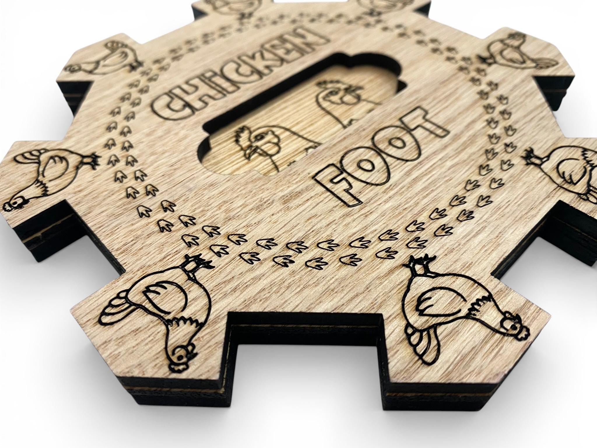 Mexican Train/Chicken Foot Reversible Domino Hub: Laser Engraved Wood