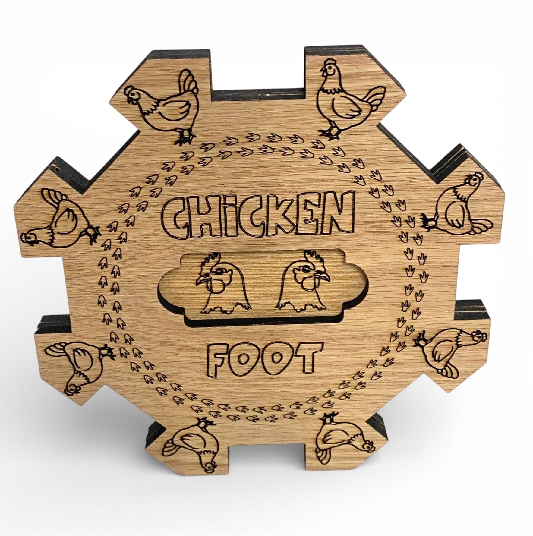 Mexican Train/Chicken Foot Reversible Domino Hub: Laser Engraved Wood
