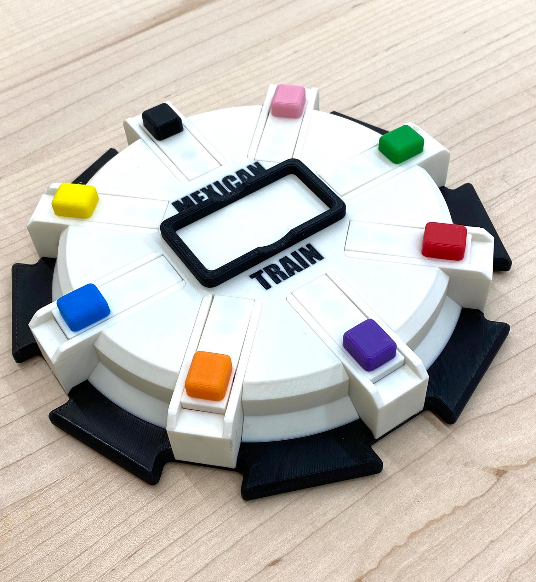 Mexican Train Hub with Flip-up Trains - Unique Design - 8, 10, or 12 Player Train Station