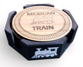 Mexican Train Wood Coasters - Set of 4 With Tray.