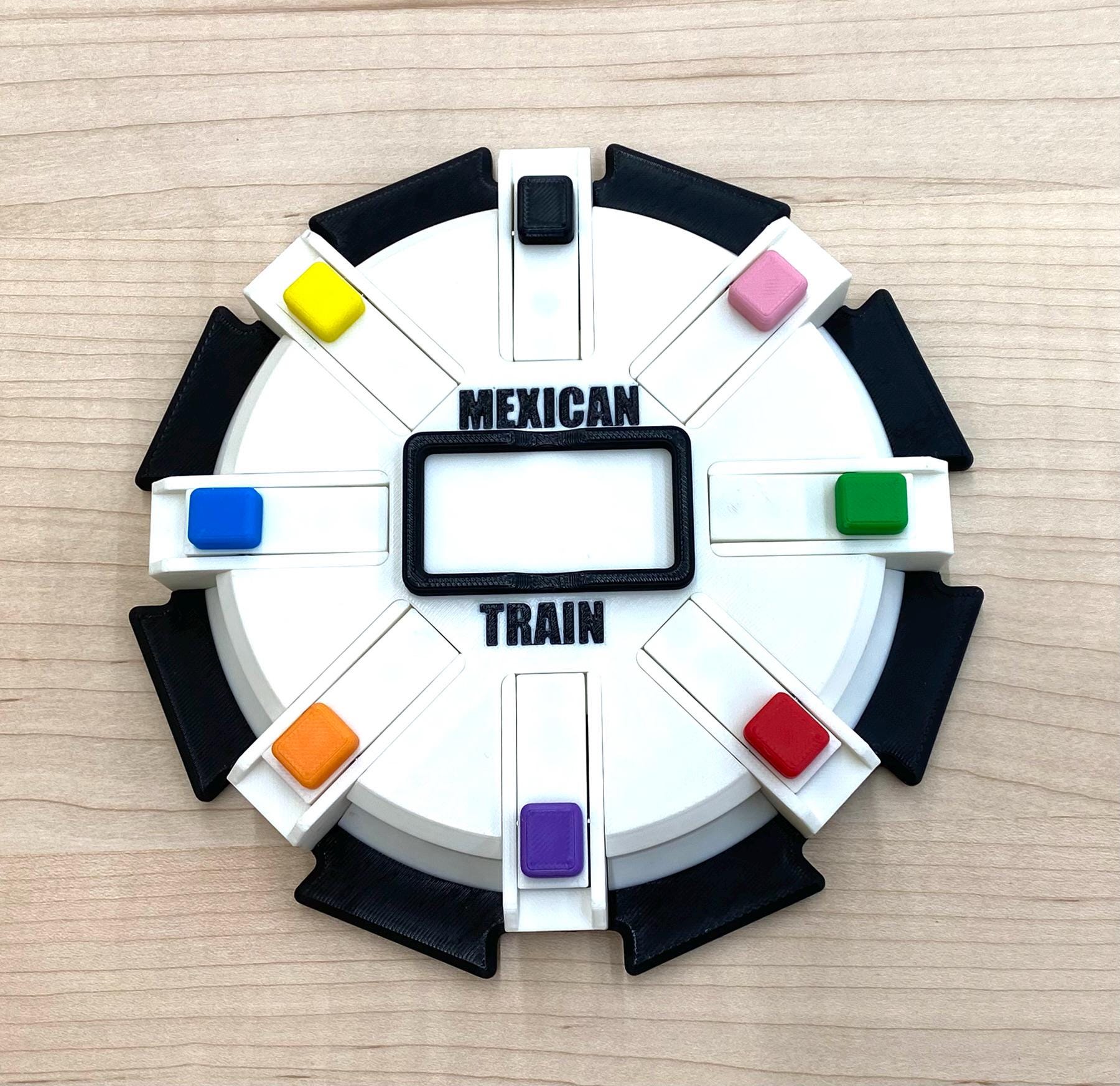 Mexican Train Hub with Flip-up Trains - Unique Design - 8, 10, or 12 Player Train Station